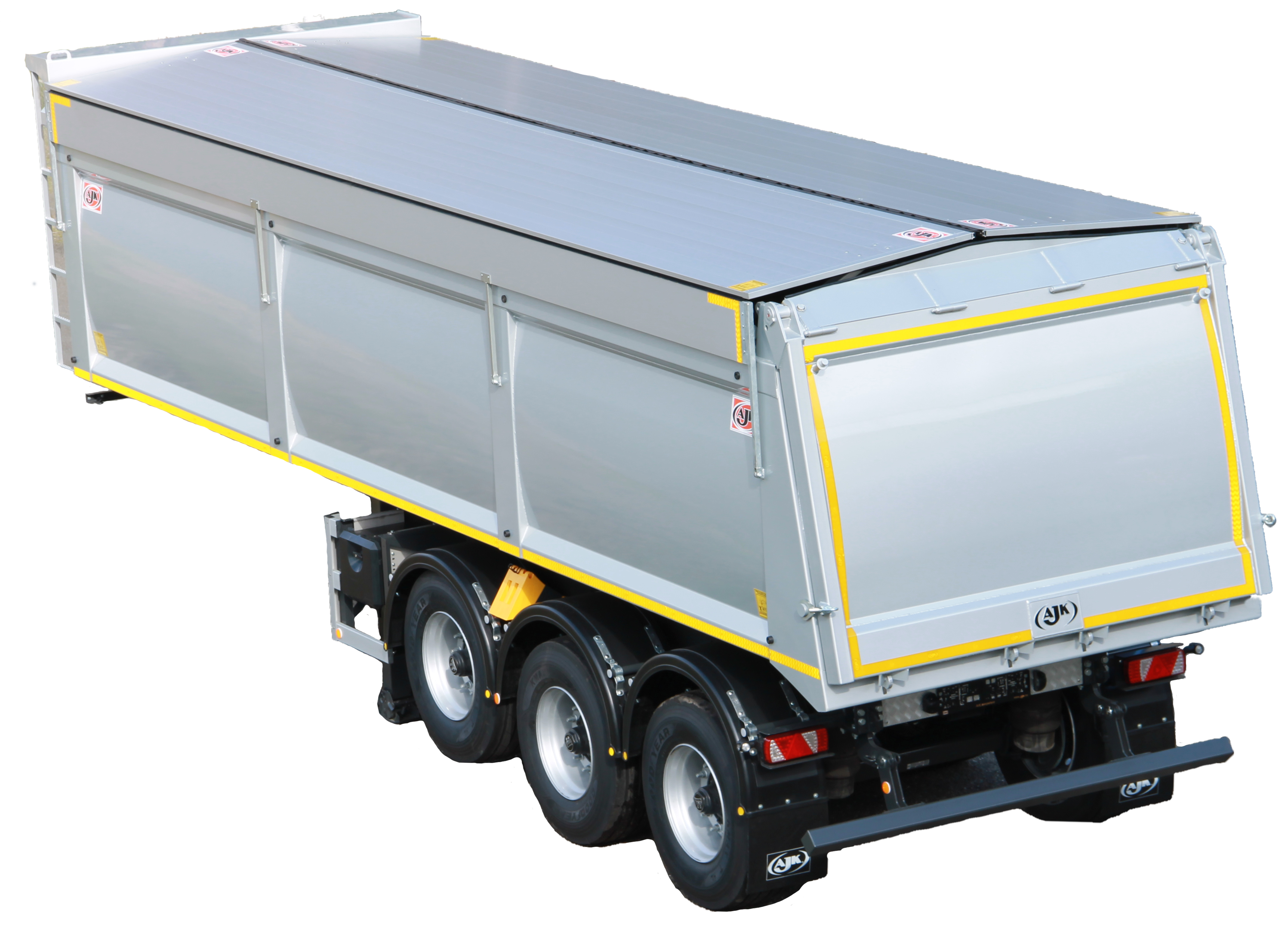 Semi-trailers with rounded lateral sides